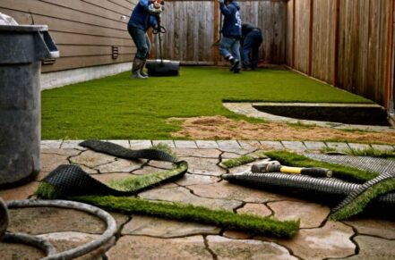 Residential artificial grass installation